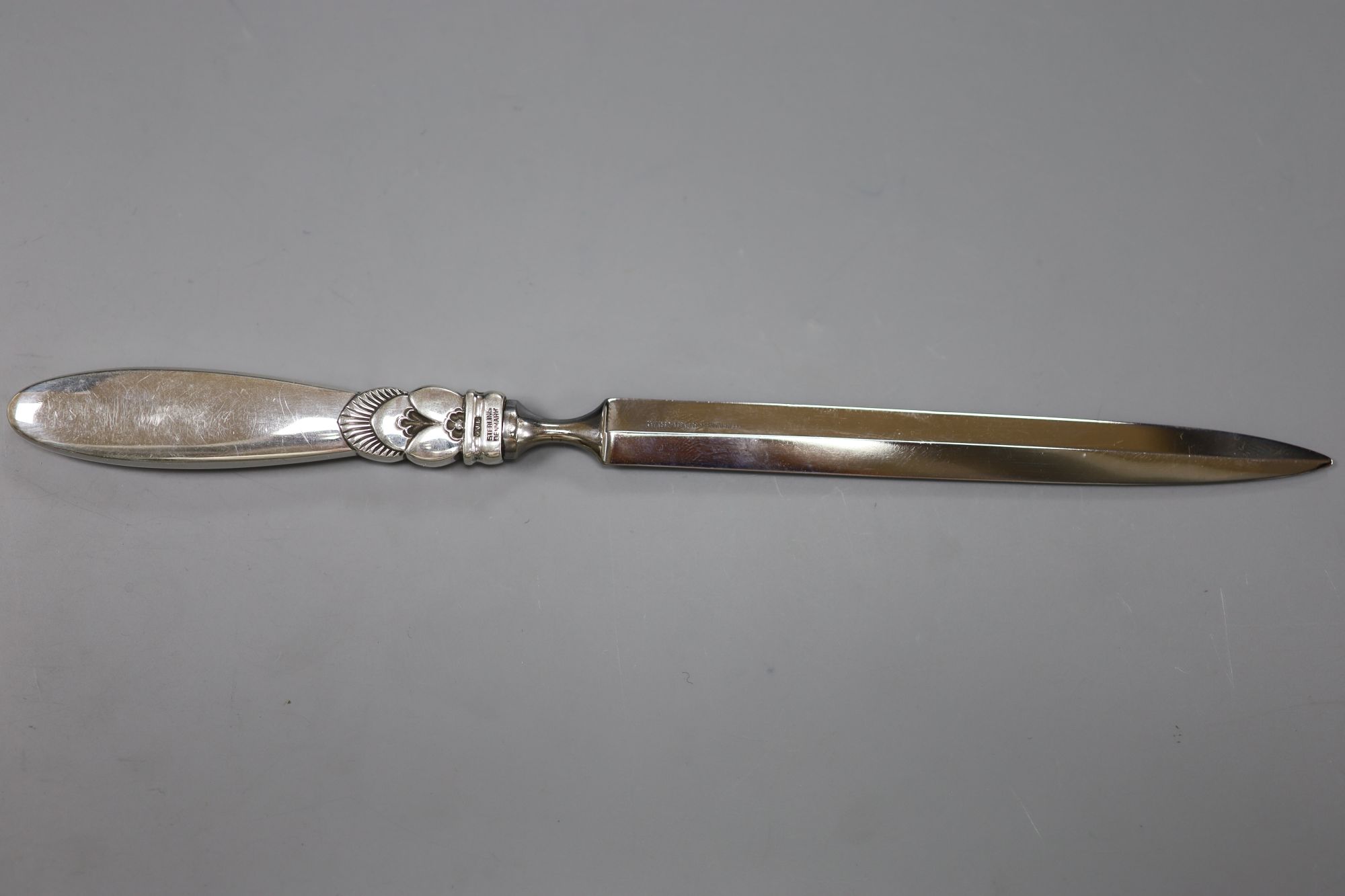 A George Jensen sterling handled paper knife, 21cm.